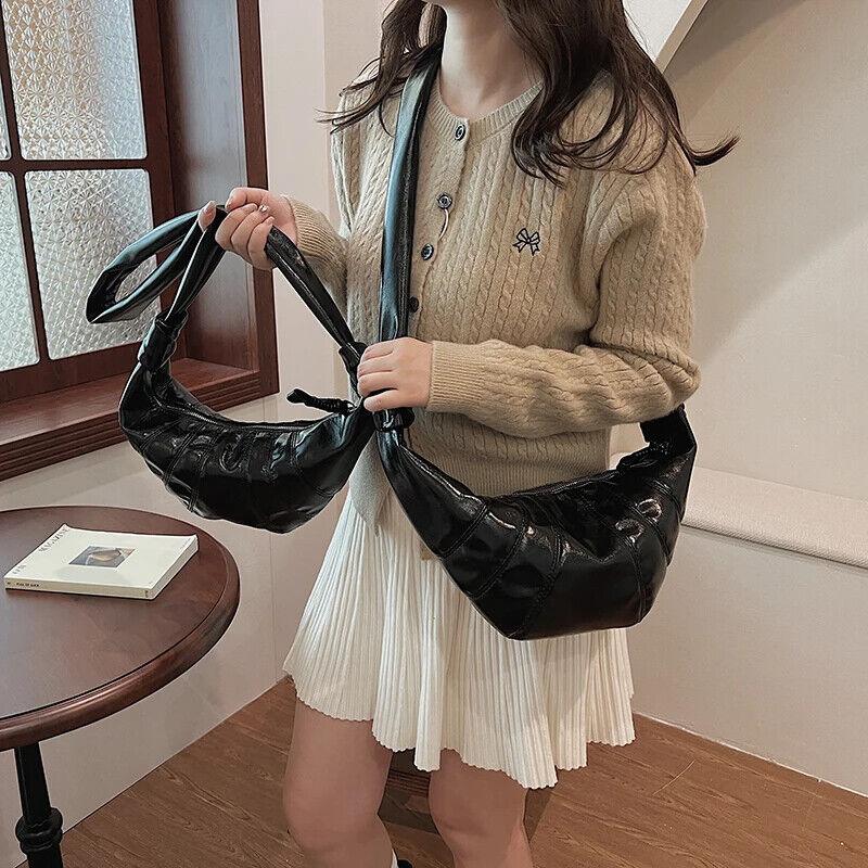 Large Hobo Bags Glazed Soft Leather Crescent Zipper Small Zip Women's Purses 57_65e8fdde-9cb4-4fcd-ae76-ef286df588fe STYLEINGER