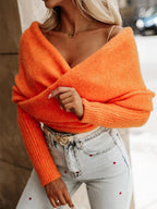 Cropped Knit Top Twist Off Shoulder Women's Long Sleeve Basic Style Knitwear 57_66bc570b-7175-4236-93c6-a641f7a5a9ff STYLEINGER