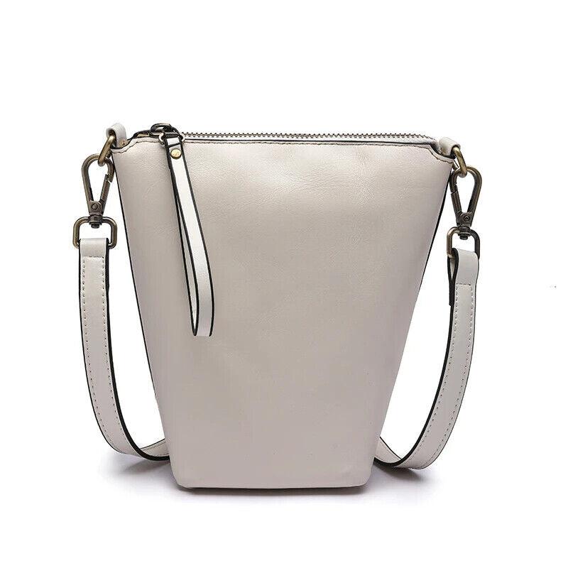 Genuine Leather Women‘s Handbags Mini Bucket Bags Zipper Solid Crossbody Purses White 57_68410ff8-799f-436d-bbca-d8005351a2f3 STYLEINGER