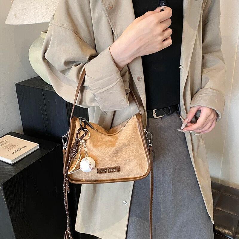 Nubuck Leather Women Crossbody Bags Mini Zipper Tassel Accessories Short Handle