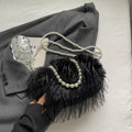 Faux Fur Crossbody Women's Small Kiss Lock Clutch Pearl Strap Tassel Purses Black 57_69ad20c3-49e7-45ce-ae5b-41164e9a4545 STYLEINGER