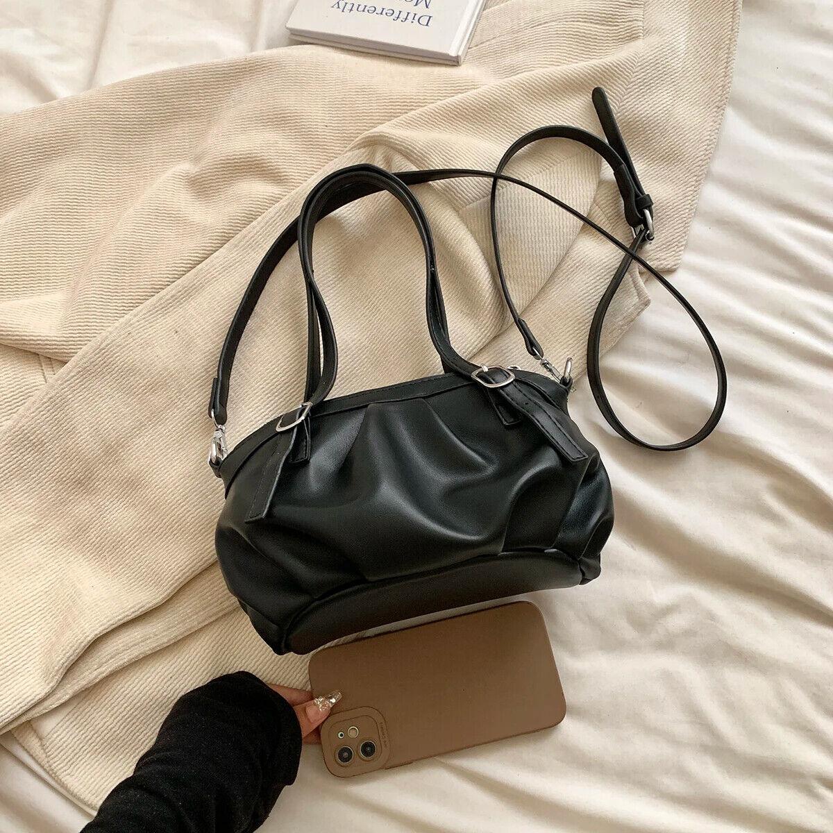 Small Buckets Bags Leather Pleated Belt Buckle Women Soft Zipper Handbags 57_6b1dd93b-2658-48d1-a24c-c0df0c74b0ed STYLEINGER