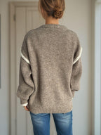Women Contrast Trim Sweater Round Neck Dropped Shoulder Long Sleeve Pullover 57_6cbfcd36-95d5-4090-b485-01832c96a9b0 STYLEINGER