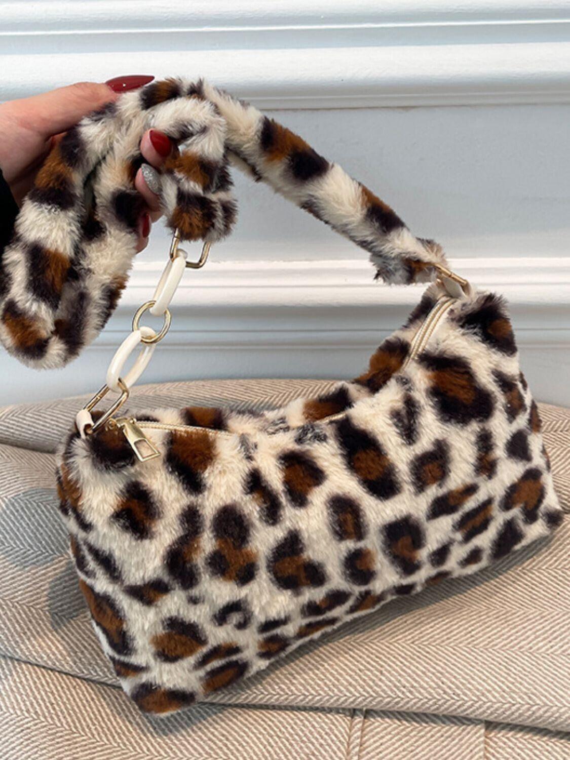 Leopard Faux Fur Fluff Shoulder Bag Half Chain Strap Zipper Women's Small Purses Ivory 57_6d6aa245-824a-4ab8-a91f-e64a57e249f4 STYLEINGER