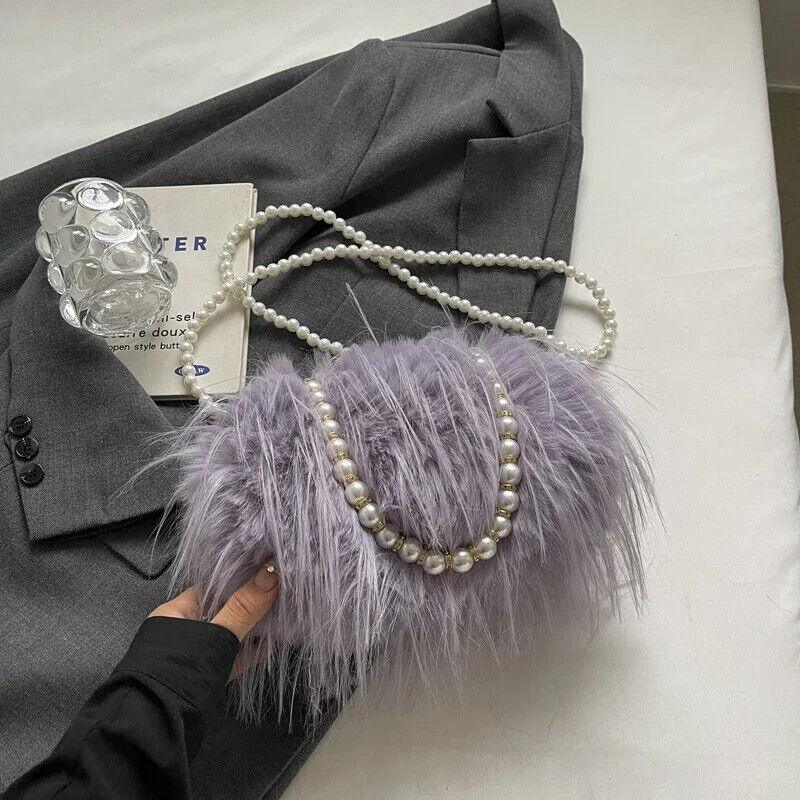 Faux Fur Crossbody Women's Small Kiss Lock Clutch Pearl Strap Tassel Purses Purple 57_722f061b-9894-418b-ba6e-90809b272752 STYLEINGER