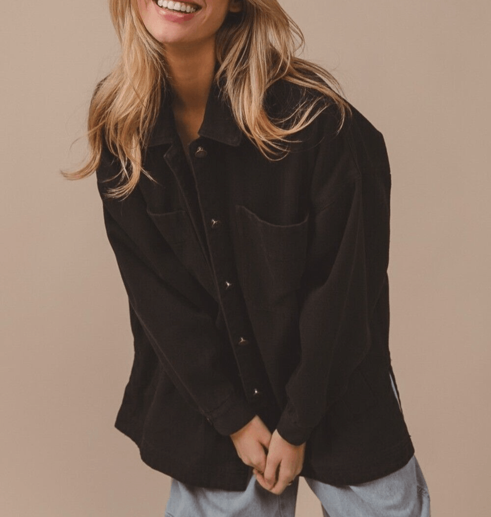 BiBi Jacket 100% Cotton Women Button Up Washed USA Stock with Pockets 57_73a59279-e0ee-4dbe-8668-aef762fab110 STYLEINGER