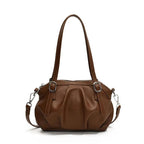 Small Buckets Bags Leather Pleated Belt Buckle Women Soft Zipper Handbags Brown 57_758f084b-01ae-4207-a992-83c4878a5639 STYLEINGER