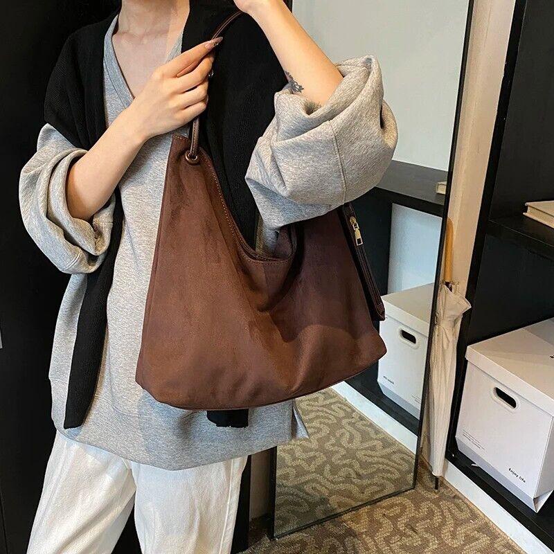 Large Nubuck Leather Hobo Bags Women Snap Soft Handbags with Mini Wallet