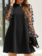 Black Mini Dress Butterfly Mesh Long Sleeve Round Neck Semi-sheer 57_79b9c8f6-d893-4fc0-8d6e-3a362a6b8c4d STYLEINGER