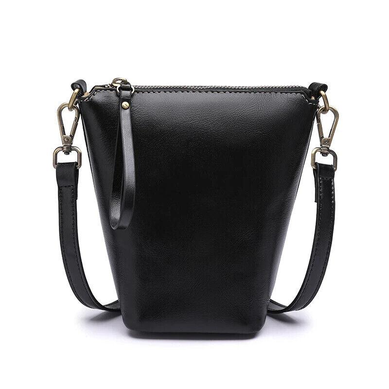 Genuine Leather Women‘s Handbags Mini Bucket Bags Zipper Solid Crossbody Purses Black 57_7dd99739-7107-4e16-bc92-5ca012eeafd1 STYLEINGER