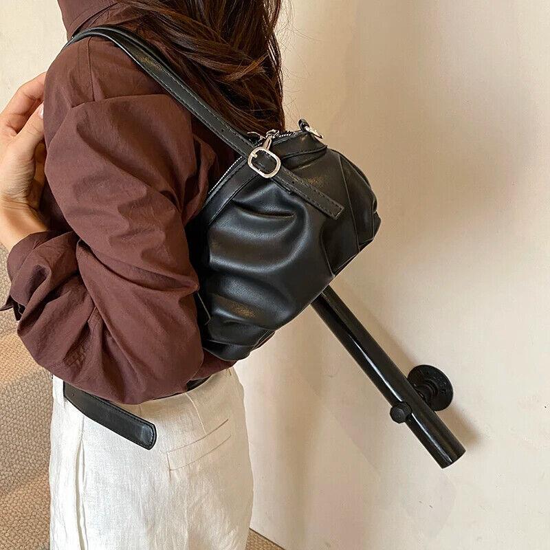 Small Buckets Bags Leather Pleated Belt Buckle Women Soft Zipper Handbags 57_7e021ef3-349b-4eff-8269-101ad8ef34d8 STYLEINGER