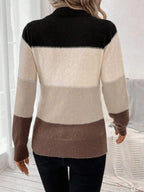 Striped Women Sweater Color Block Mock Neck Long Sleeve Soft Acrylic Pullover 57_83145e5a-9ea5-402a-9ee6-7a25535c0718 STYLEINGER