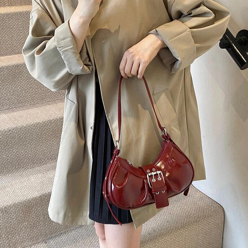 Leather Women Underarm Bag Zipper Belt Buckle Design Pleated Small Purses 57_86aaed83-4e66-443b-bece-35de27c3b137 STYLEINGER