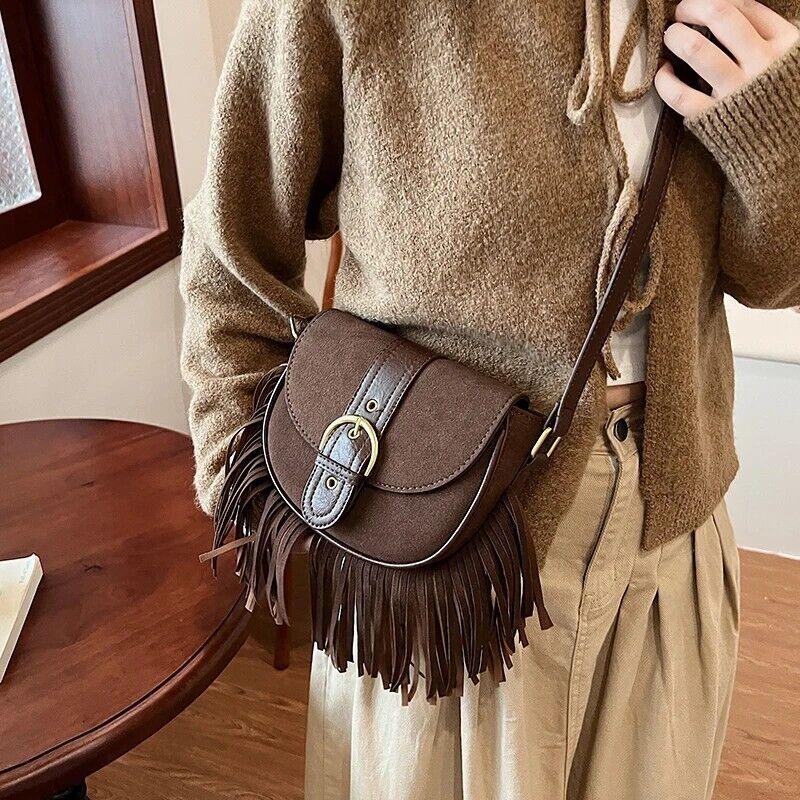 Mini Tassel Saddle Bags Nubuck Leather Flap Belt Buckle Style Women's Crossbody 57_88c73dc3-e611-48f7-8bc9-8120e76882bb STYLEINGER