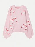 Bow Sweater Women Round Neck Long Sleeve Soft Knit Casual Oversized Pullover Blush Pink 57_8bb3172c-2361-49bb-8a75-021cb6e32cc2 STYLEINGER