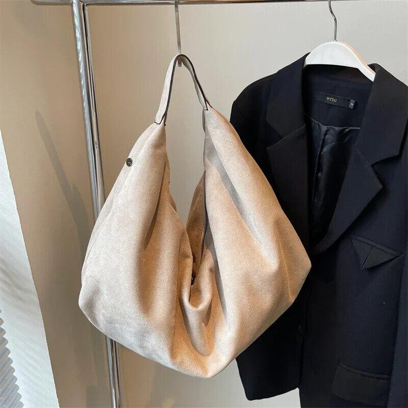 Nubuck Leather Hobo Bags Women's Zipper Folding Short Handle Handbags Purses Beige 57_8ca4496f-c867-4c76-8f29-b39f3eb1831d STYLEINGER