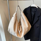Nubuck Leather Hobo Bags Women's Zipper Folding Short Handle Handbags Purses Beige 57_8ca4496f-c867-4c76-8f29-b39f3eb1831d STYLEINGER