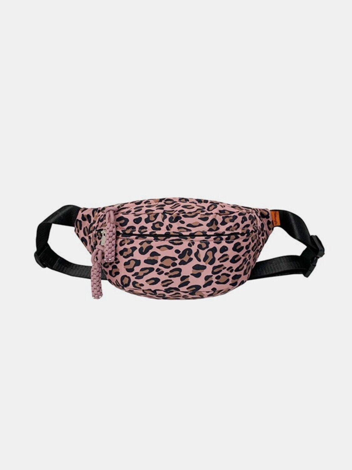 Leopard Nylon Crossbody Bag Women's Medium Nylon Waterproof Zipper Purses