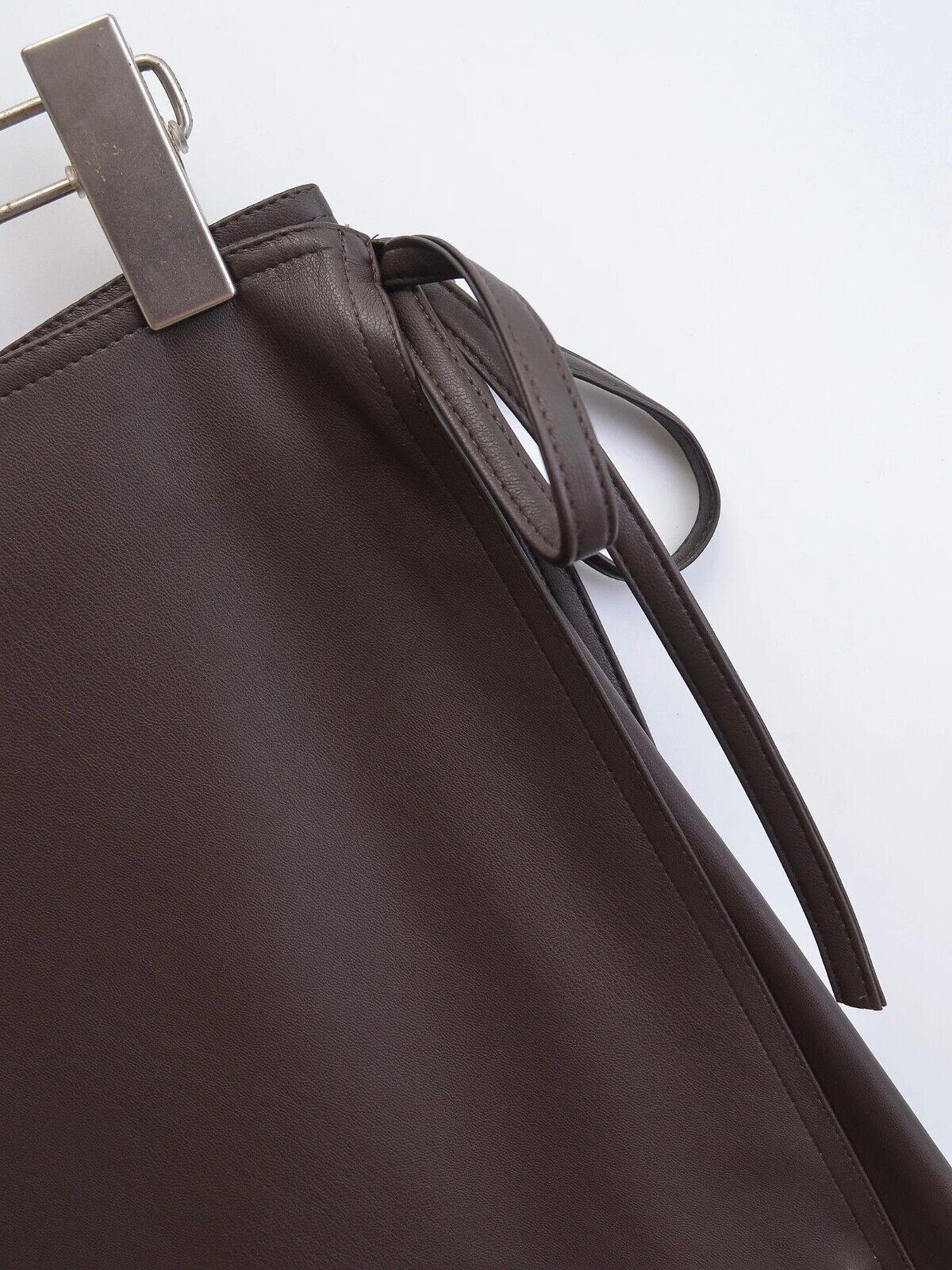 Midi Skirt Women's Faux Leather Lace-up Side A-Line High Waist Wrap Belt Tie 57_8ef19971-7e1a-4ee2-9015-b737f7b751e2 STYLEINGER