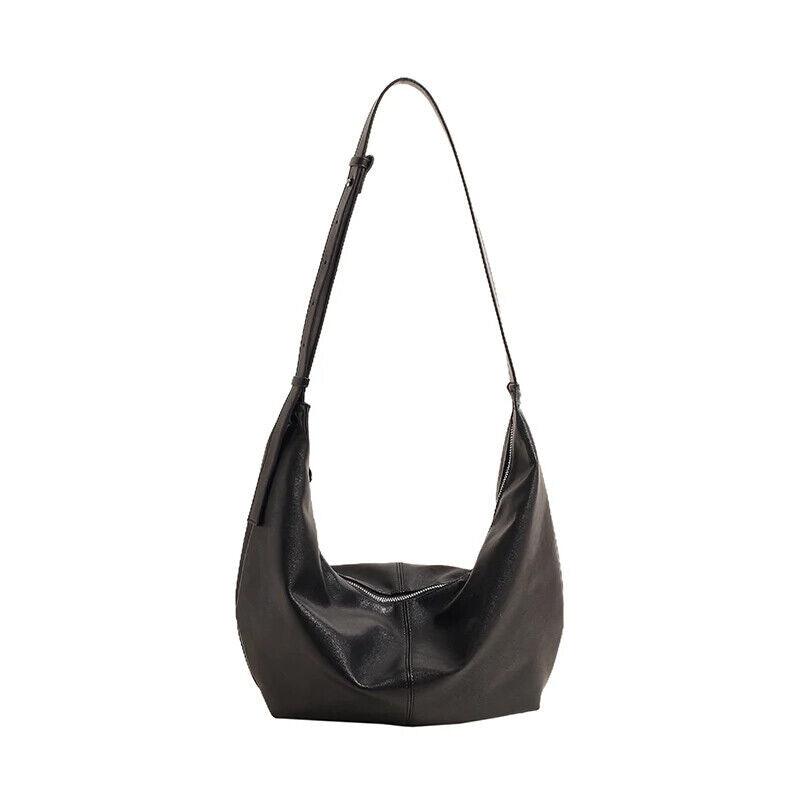Shoulder Hobo Bags Leather Women's Large Zipper Soft Adjustable Strap Handbags Black 57_8f3abf57-7e9d-43fe-aea8-edb8e7437025 STYLEINGER
