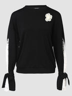 Black Sweatshirt Lace Floral Detail Tied Cuff Long Sleeve Women Fashionable Top 57_8f8fb256-f9a0-48a9-af4f-a913a9a489a3 STYLEINGER
