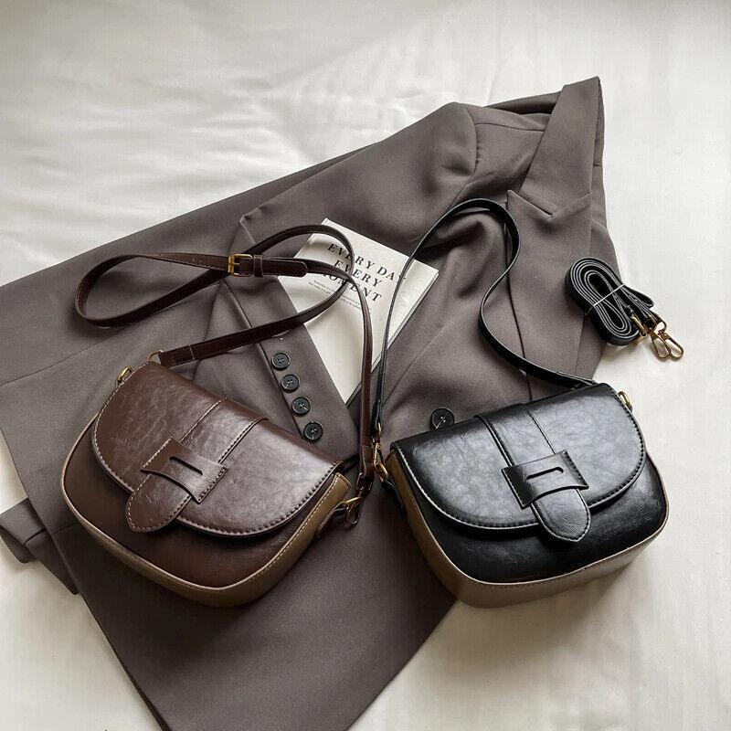 Small Crossbody Bags Flap Saddle Pu Leather Women's Crescent Shoulder Bags