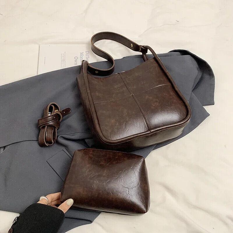 Shoulder Bucket Bags Leather Women's Large 2 in 1 Snap Plaid Stitch Handbags Dark Brown 57_940b8f63-3518-44a8-b1ea-5df6cf53f416 STYLEINGER