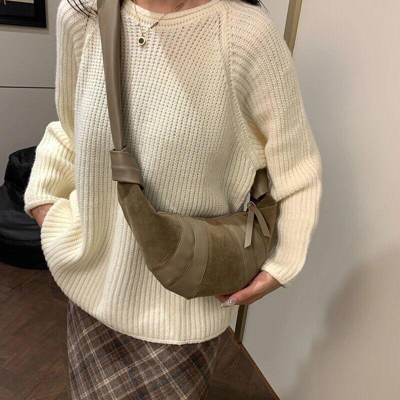 Large Nubuck Leather Patch Crescent Shoulder Bag Zipper Women's Soft Purses 57_96646948-3881-466f-9caf-5abcfe268fe3 STYLEINGER