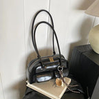 Medium Shoulder Bag Rope Ball Tassel Accessories Women Zipper Outer Flap Pockets Black with Tassel Accessories 57_99210f9d-2574-4ce2-9861-a8c84c4900b3 STYLEINGER