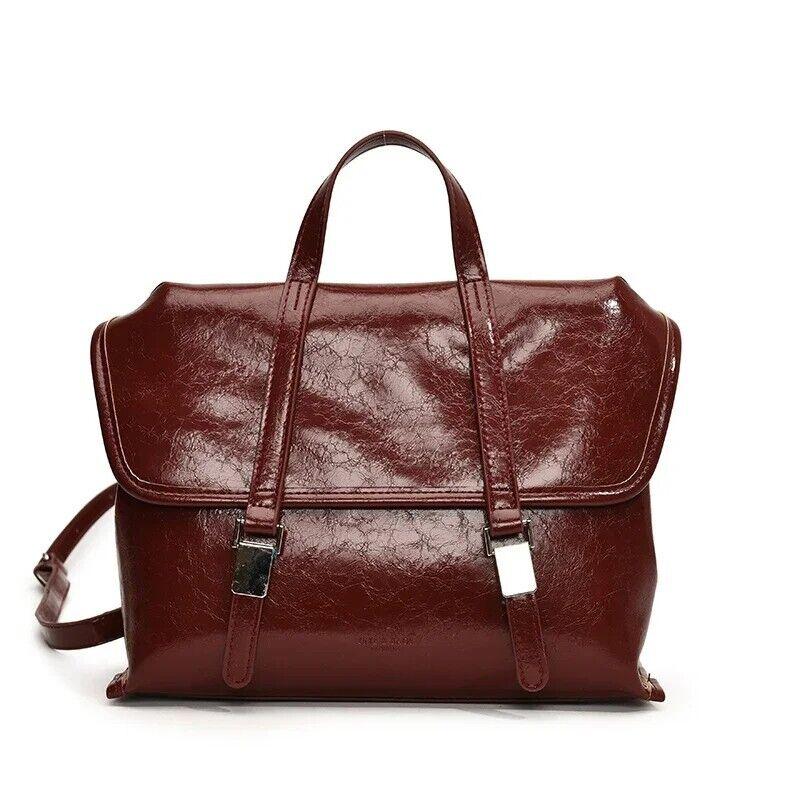 Large Leather Handbags Tote Satchel Flap Push Lock Women Retro Backpacks Purses