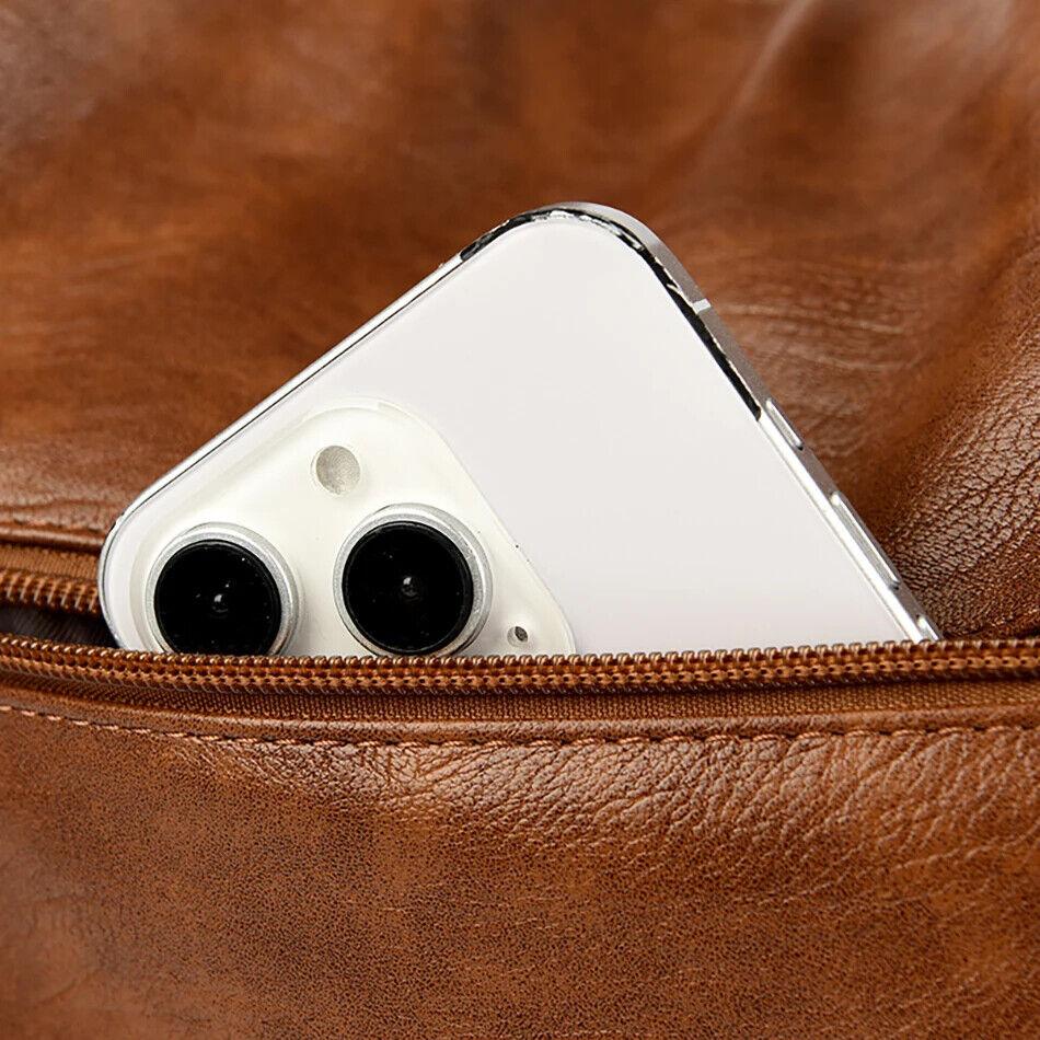 Women's Large Handbag Soft Leather Zipper Pockets Bucket Bags Purses