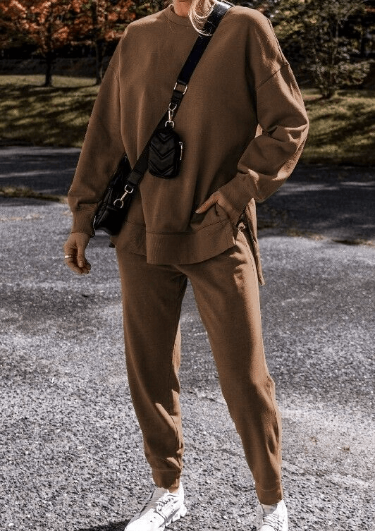 Outfit Set Women Cotton Blend Casual Round Neck Side Slit Sweatshirt and Pant 57_9a429b8c-630f-4899-87c7-bb102d78fffe STYLEINGER