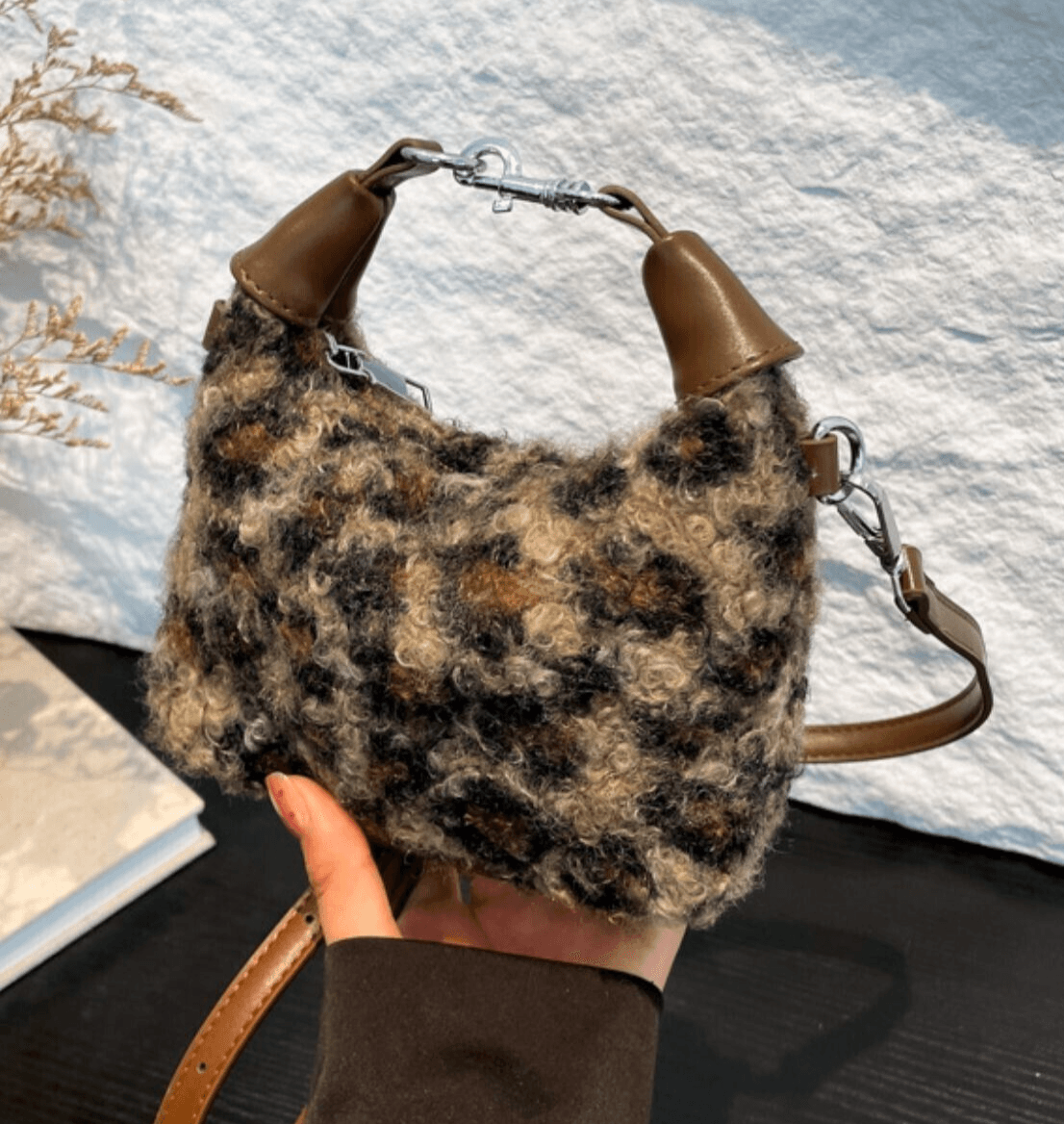 Mini Plaid Handbag Fuzzy Polyester Lock Handle Zipper Crossbody 57_9bab70a9-f437-4277-9dfa-f6a98fffa2ae STYLEINGER