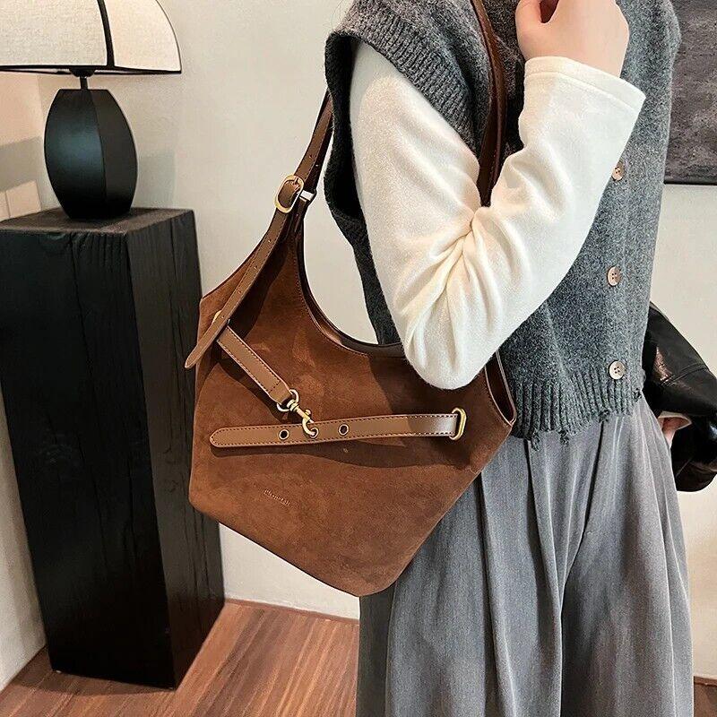 Large Faux Suede Soft Handbags Women's Belt Buckle Style Shoulder Bag Handbags 57_a5e43c10-a3ff-4fa1-ae62-b2dc5cdce6ed STYLEINGER