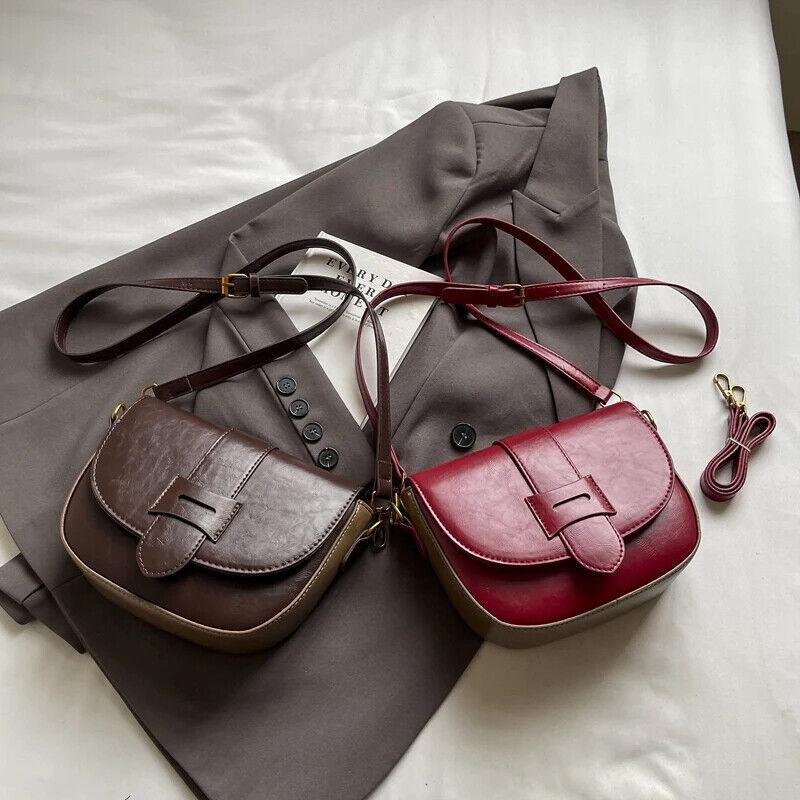 Small Crossbody Bags Flap Saddle Pu Leather Women's Crescent Shoulder Bags