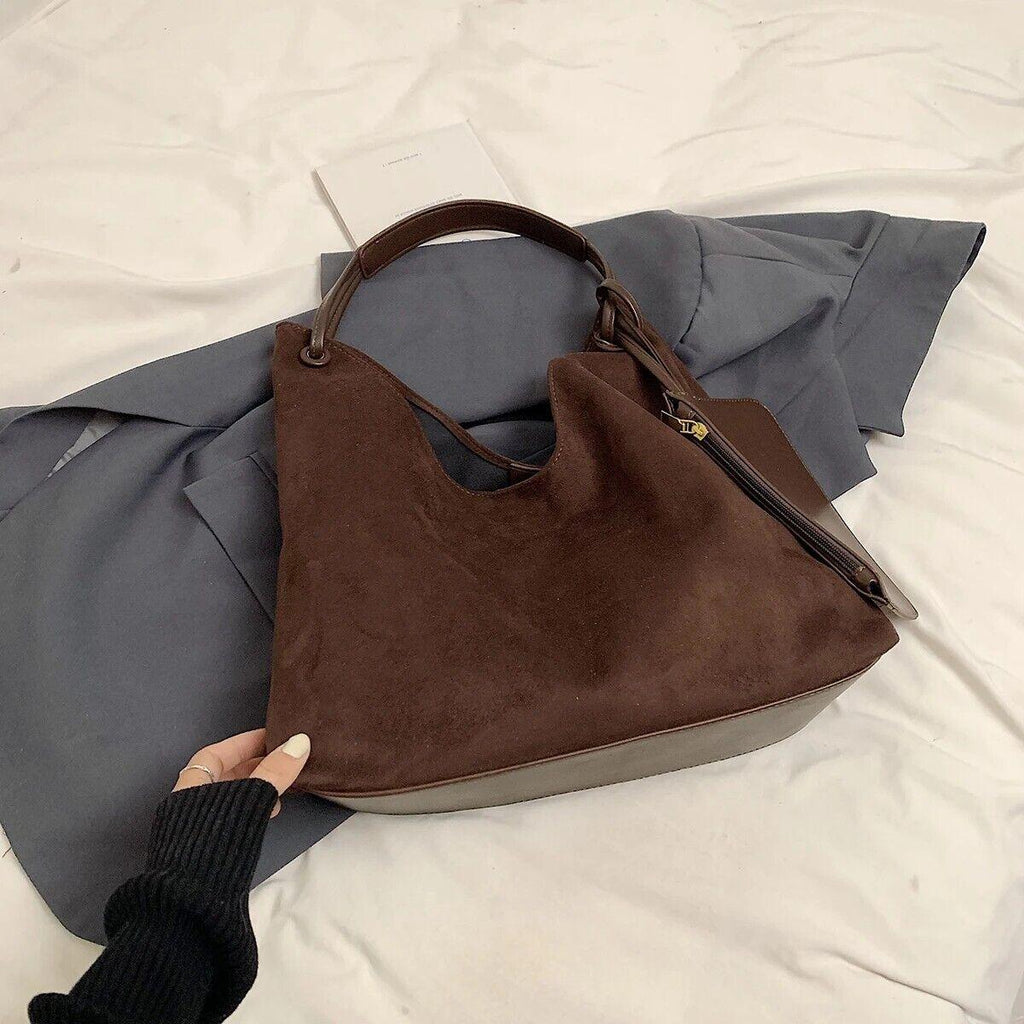 Large Nubuck Leather Hobo Bags Women Snap Soft Handbags with Mini Wallet