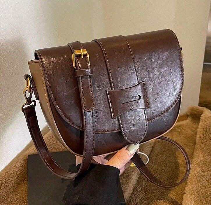 Small Crossbody Bags Flap Saddle Pu Leather Women's Crescent Shoulder Bags