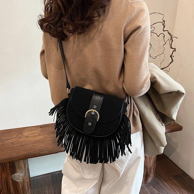 Mini Tassel Saddle Bags Nubuck Leather Flap Belt Buckle Style Women's Crossbody 57_af8982a6-319f-4378-a9e5-b3f7a327c62d STYLEINGER