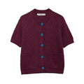 Single Breasted Knitted Sweater V-Neck Short Sleeve Blue Jewel Buttons 57_b2be3cbc-fb4e-4e87-a1a1-0695abd9eef5 STYLEINGER