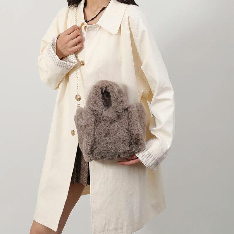Faux Fur Handbags Women's Small Chain Strap Snap Double Handles Square Crossbody 57_b7b4b0bd-4d68-4f5c-bd08-9a34a1a4da59 STYLEINGER