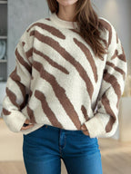 Women Knit Sweater Zebra Contrast Pattern Round Neck Long Sleeve Pullover 57_b7ec3591-feef-4a67-b2e7-54c848d78598 STYLEINGER
