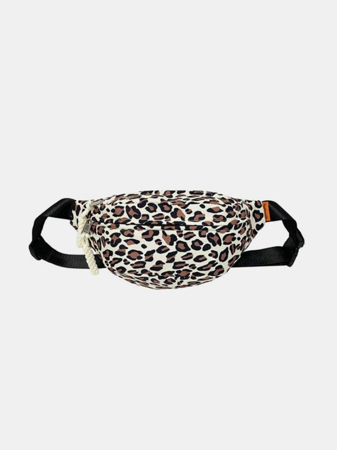 Leopard Nylon Crossbody Bag Women's Medium Nylon Waterproof Zipper Purses