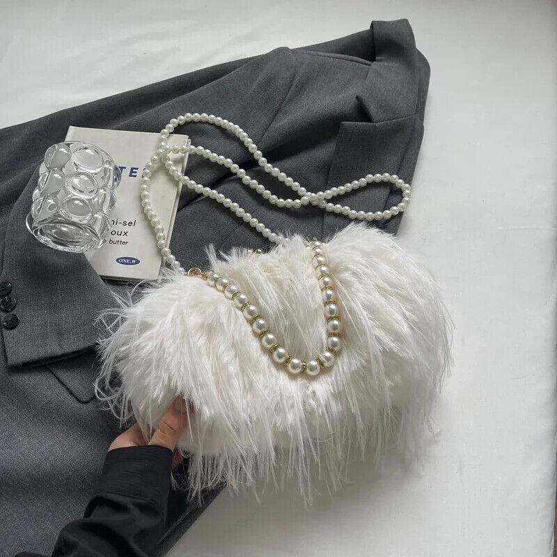 Faux Fur Crossbody Women's Small Kiss Lock Clutch Pearl Strap Tassel Purses Beige 57_bc465157-02bf-4eea-b348-7aea31b178c4 STYLEINGER