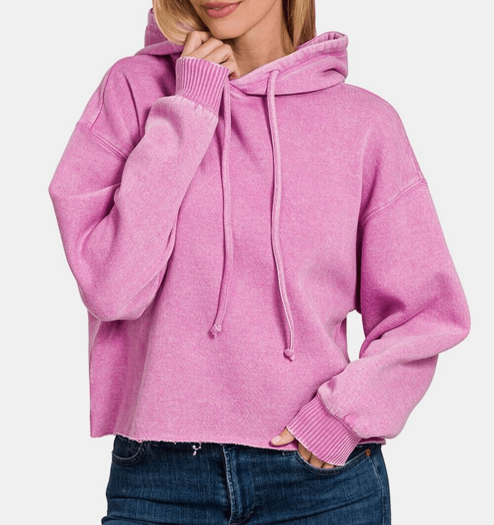 Zenana Mauve Cropped Hoodie Women Hooded Acid Wash Fleece Sweatshirt 57_be158f2b-0920-4095-94ed-e4ad3c9bb7b5 Trendsi