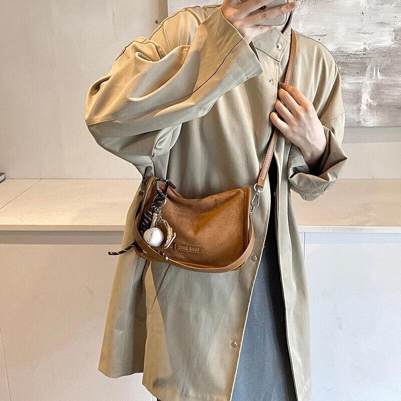 Nubuck Leather Women Crossbody Bags Mini Zipper Tassel Accessories Short Handle