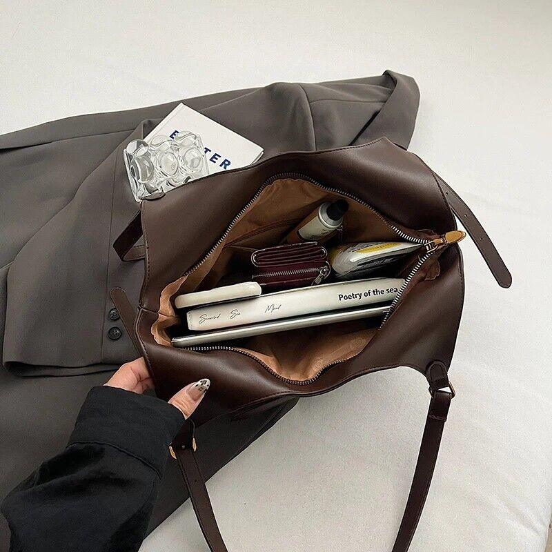 Large Faux Suede Soft Handbags Women's Belt Buckle Style Shoulder Bag Handbags 57_c492b674-d3bf-469c-bcdd-230b7bb096ec STYLEINGER