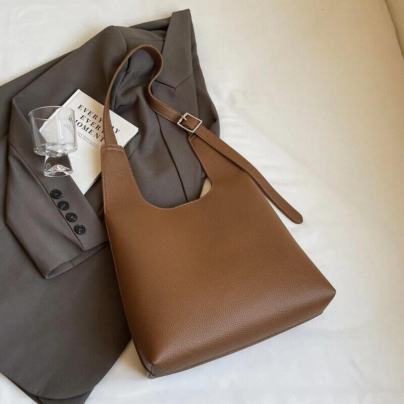 Leather Women Bucket Bags Large 2 in 1 Removable Purse Snap Handbags Purses Brown 57_c67c1ebb-e47e-4d0f-9508-b8913337431c STYLEINGER