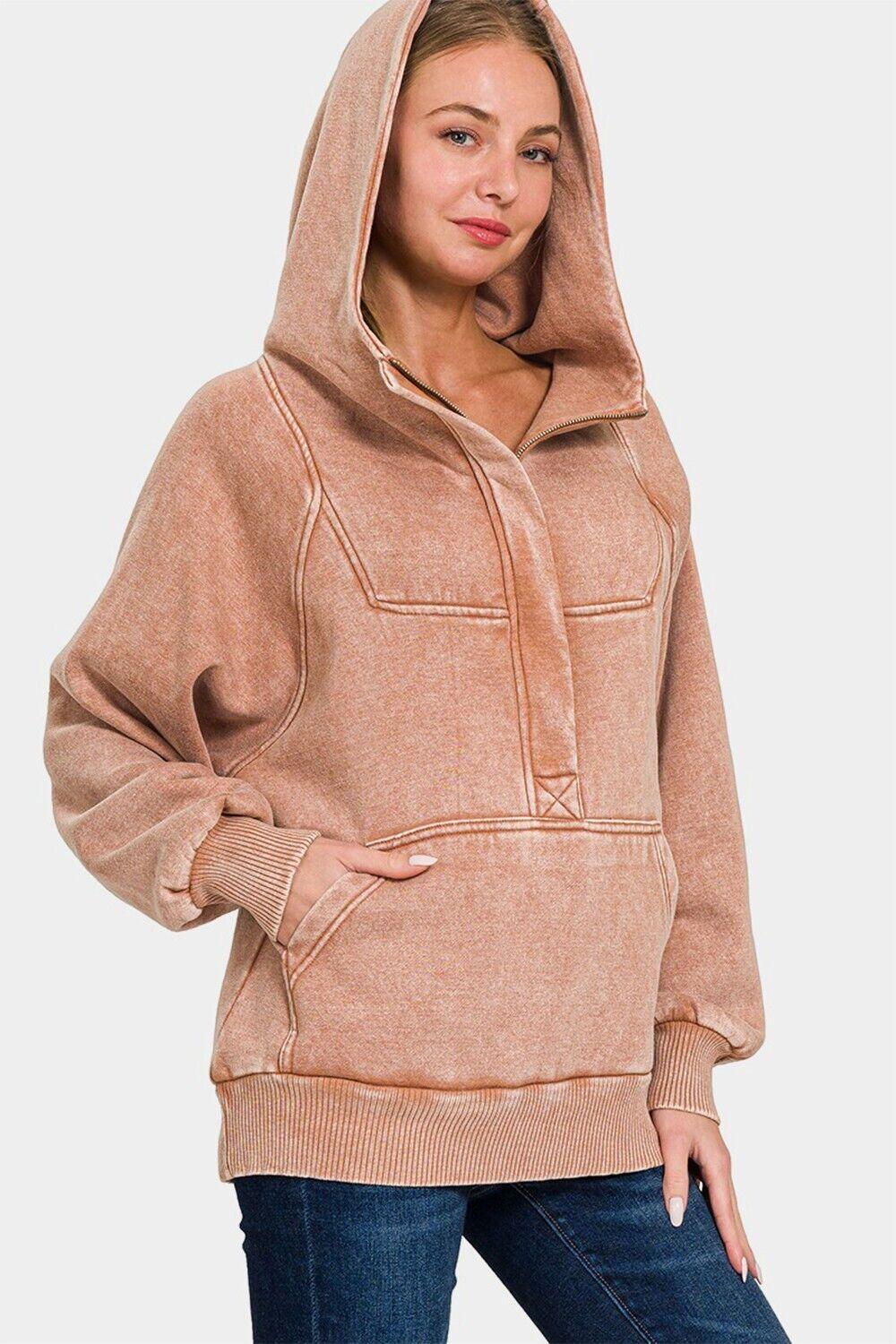 Zenana Hoodie Rusty Pink Kangaroo Pocketed Hooded Cotton Long Sleeve Sweatshirt 57_c6b5b6b8-0039-4dc8-ba0a-096fa82faee4 Trendsi