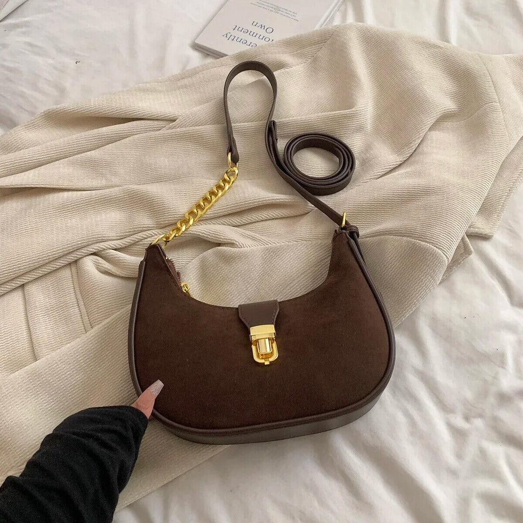 Shoulder Bags PU Leather Small Zipper Lock Style Handbags Dark Brown 57_c6d20fc0-a990-4f6c-9d48-3874b0fa4064 STYLEINGER