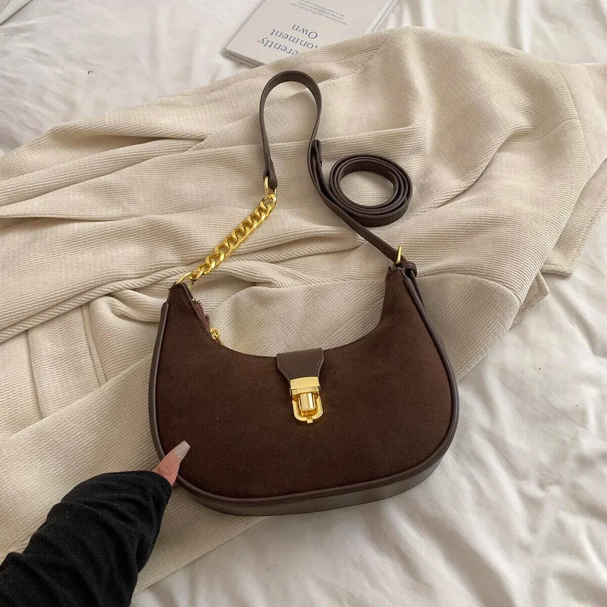 Shoulder Bags PU Leather Small Zipper Lock Style Handbags Dark Brown 57_c6d20fc0-a990-4f6c-9d48-3874b0fa4064 STYLEINGER